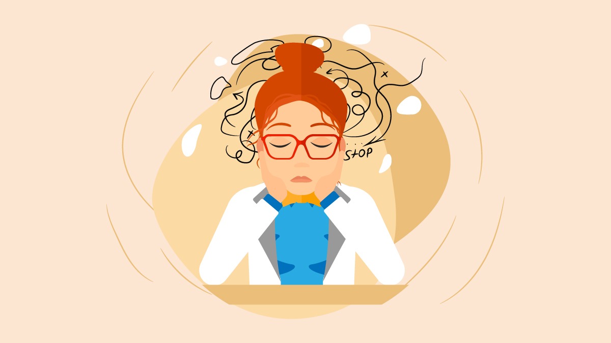 Illustration of a women having anxiety