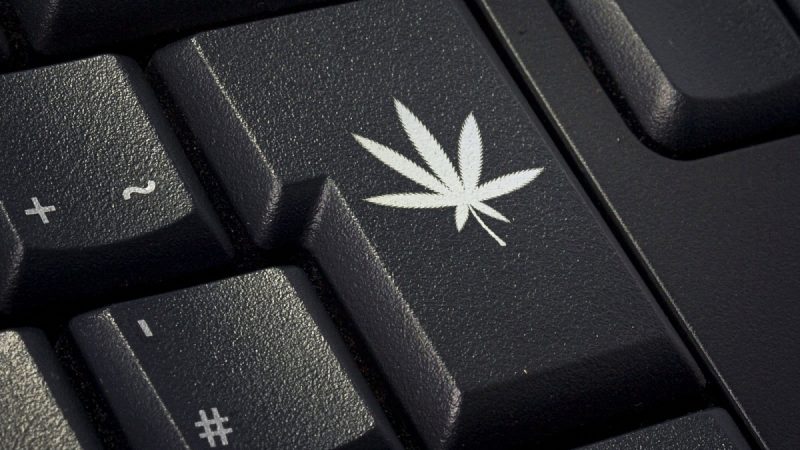 Enter key on the keyboard with cannbis icon on it