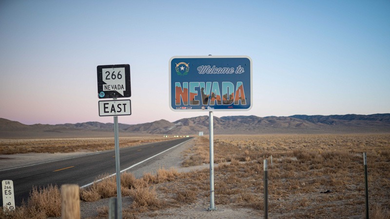 Welcome to Nevada road sign on the highway