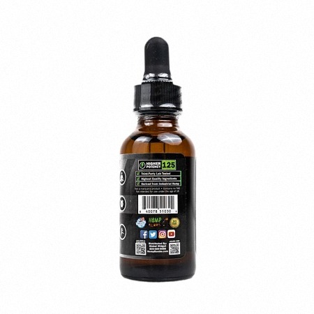 hemp bomb cbd oil bottle in a white background