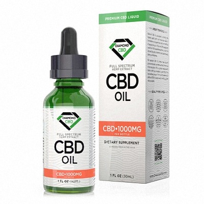 Diamond cbd bottle and cover in a white background