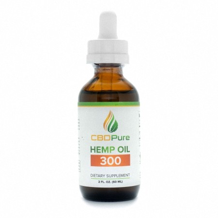 cbdpure cbd oil 300mg bottle on white background