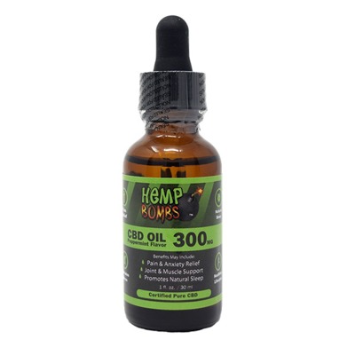 hempbomb cbd oil 300mg bottle on a white background