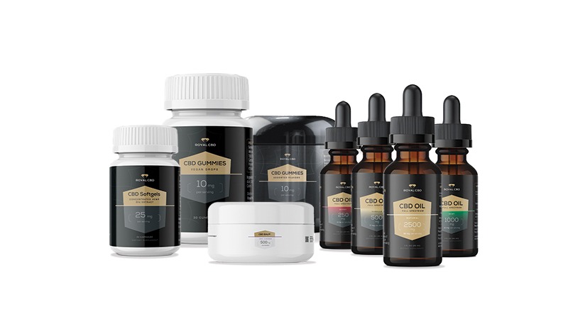 royal cbd products on white background