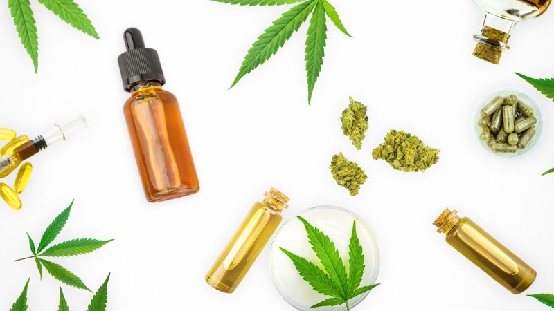 cbd products variation on white background