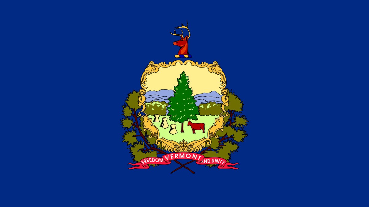 Vermont Flag in Dark Blue Background