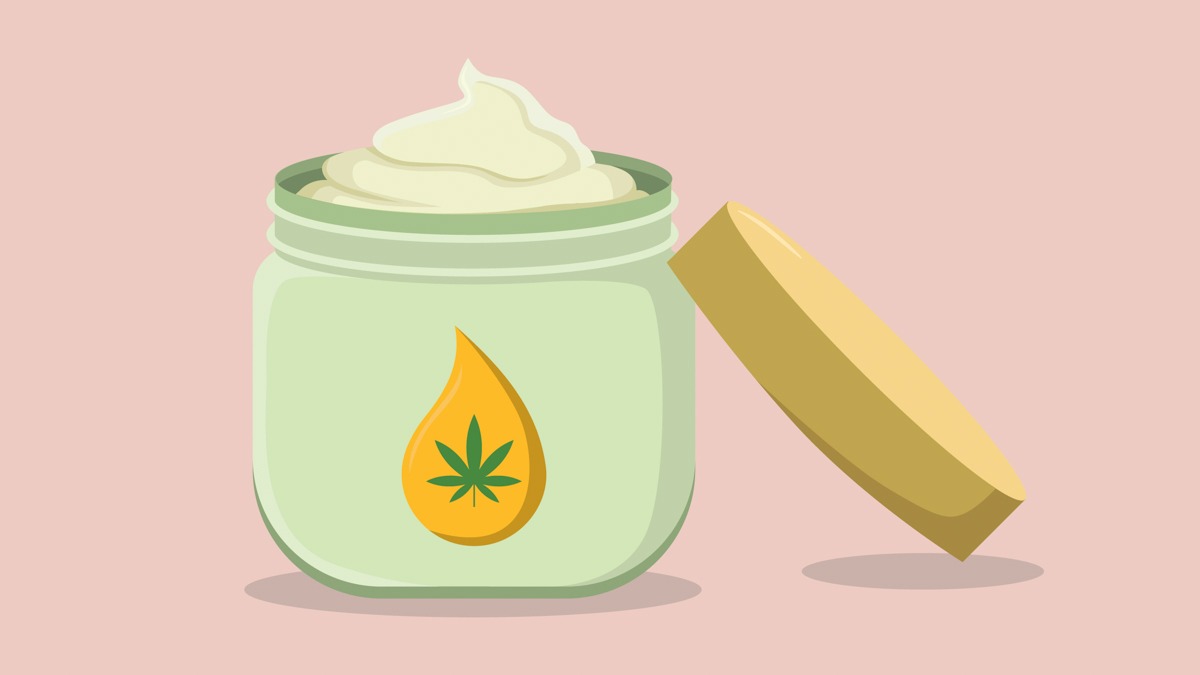 Illustration of CBD Cream in Peach Background