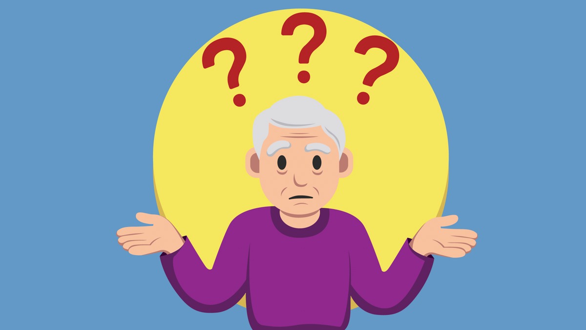 Illustration of an Old Person With Dementia in Blue Background